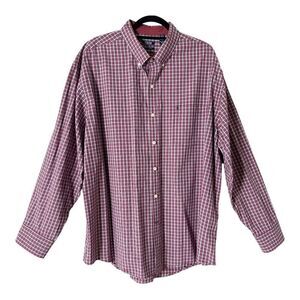 Izod Men’s Long Sleeve Red Blue White Plaid Button Down Shirt Size XXL